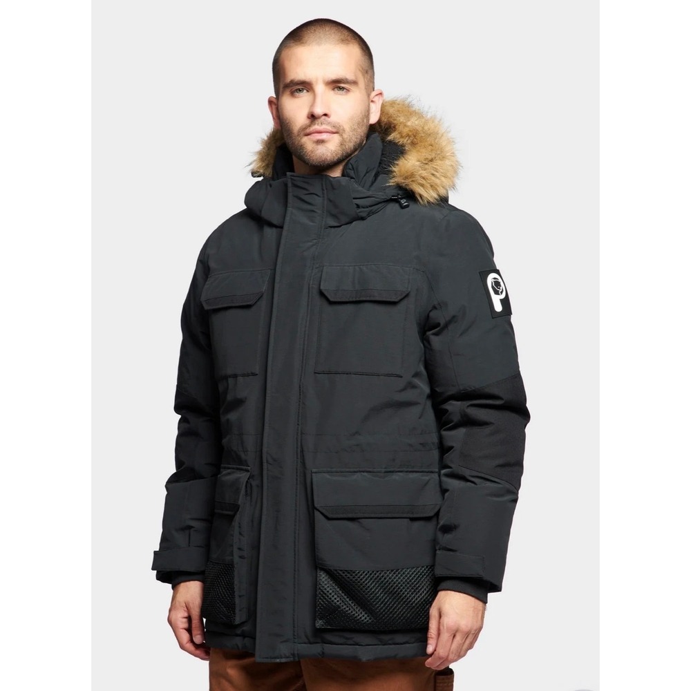 Penfield Mens PFD0215 Black Faux Fur Hooded Parka Jacket XS NWT
